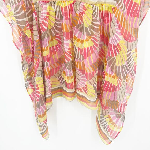 Trina Turk Womens Tropical 100%‎ Silk Kaftan Dress Swim Beach Cover Up Size S - Picture 3 of 9